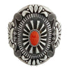 Thomas Jim, Bracelet, Mediterranean Coral, Repousse, Navajo Handmade, 6 1/2"