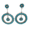 Tricia Leekity, Dangle Earrings, Needlepoint, Turquoise, Zuni, 2 1/2"