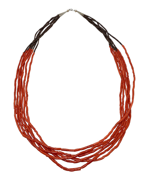 Navajo Handmade, 2015, Necklace, Six Strand, Mediterranean Coral, 34