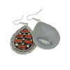 Chester Charley, Earring, Mediterranean Coral, Navajo, 2 1/2"