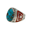 Michael Perry, Ring, Turquoise Mountain, Coral, Inlay, Navajo, 11