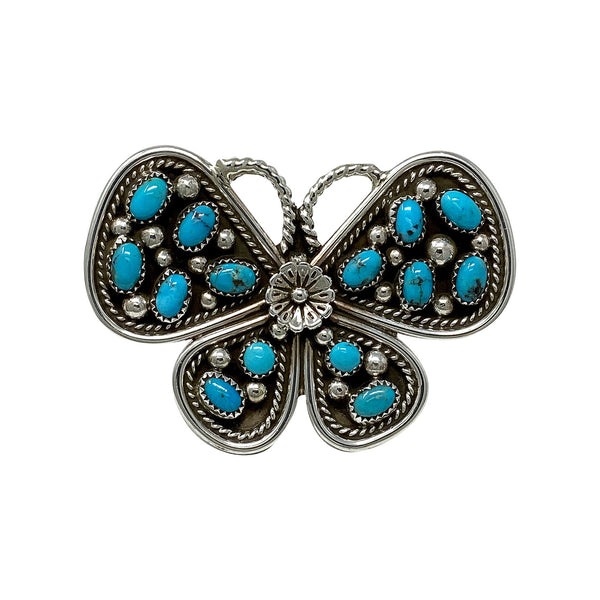 Darlene Begay, Ring, Butterfly, Sleeping Beauty Turquoise, Navajo, 8 1/4