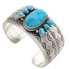 Eula Wylie, Bracelet, Kingman Turquoise, Old Style, Navajo Handmade, 7”