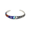 Lonn Parker, Inlay Bracelet, Multicolor, Sterling Silver Overlay, Navajo, 7 "