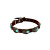 Aaron John, Leather Bracelet, Bear Claw, Turquoise, Navajo Handmade, 10 1/4"