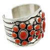 Aaron Toadlena, Cluster Bracelet, Mediterranean Coral, Navajo Handmade, 6 3/4"