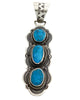 Julian Chavez, Pendant, Kingman Turquoise, Old Style, Navajo Handmade, 3 3/4"