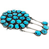 Navajo Handmade, Cluster Pin, Kingman Turquoise, Circa 1990s, BJ, 4 1/8"