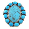 Tyler Brown, Ring, Kingman Turquoise, Silver, Cluster, Navajo Handmade, 9 ½