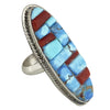 Calvin Desson, Ring, Golden Hill Turquoise, Coral, Inlay, Navajo Handmade, 12