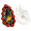 Geraldine James, Earrings, Cluster, Bumble Bee Jasper, Coral, Navajo Made, 2"