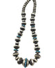 Monica Smith, Necklace, Sterling Silver, Turquoise, Handmade Beads, Navajo, 31"