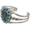 Verdy Jake, Cluster Bracelet, Kingman Turquoise, Silver, Navajo Handmade, 6 5/8"