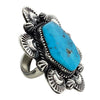 Marcus Chavez, Ring, Kingman Turquoise, Blossom, Navajo Handmade, Adjustable