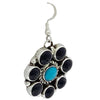 Geraldine James, Dangle Earrings, Black Onyx, Turquoise, Navajo Handmade, 1 3/4"