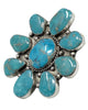 Joelias Draper, Ring, Cluster, Bluebird Turquoise, 9 Stones, Navajo Made, 10 ½