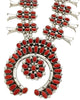 Melvin, Tiffany Jones, Squash Blossom Necklace, Mediterranean Coral, Navajo, 26"