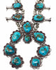 Navajo Handmade Squash Blossom Necklace, Pilot Mountain Turquoise, 28"
