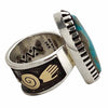 Arland Ben, Ring, Blue Gem Turquoise, Silver, 14k Gold, Navajo Handmade, 8 1/2