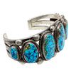 Navajo Handmade Row Bracelet, Number Eight Turquoise, Circa 1950s, 7 1/8"