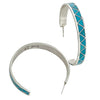 Claudine Haloo, Hoop Earrings, Silver, Turquoise, Zuni Handmade, 1 3/4"
