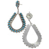 Tricia Leekity, Earrings, Needlepoint, Turquoise, Silver, Zuni Handmade, 2 5/8"