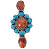 Geraldine James, Cluster Ring, Kingman Turquoise, Shell, Navajo Handmade, 7 1/2