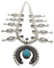 Thomas Jim, Squash Blossom Necklace, Silver, Kingman, Navajo Handmade, 24"