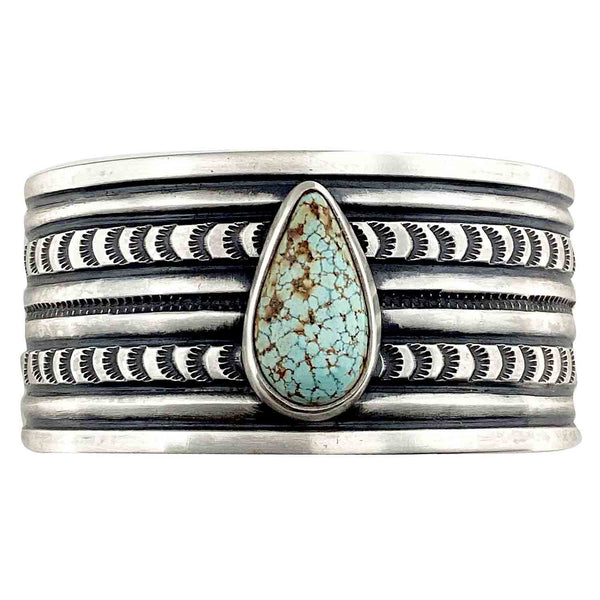 Monty Claw, Bracelet, Patagonia Turquoise, Stamping, Navajo Handmade, 6 3/4