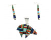 Nataanii, Stoneweaver, Reversable Bear Pendant, Earrings, Multi-Stone, Navajo Handmade