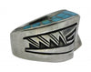 Lonn Parker, Triangle Inlay Cuff, Large Size, Number Eight Turquoise, Navajo,6 6 7/8