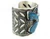 Herman Smith, Gold Canyon Turquoise Butterfly, Stamped Sterling Cuff, Navajo