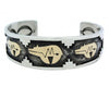 Arland Ben, Bracelet, 14k Gold, Sterling Silver, Bear, Navajo Handmade, 6.25