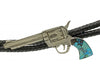 Monty Claw, Bolo Tie, Colt 45, Tufa Cast, Turquoise Handle, Navajo Made, 41in
