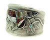 Monty Claw, Tufa Cast Bracelet, Hummingbird, Multi Stone, Navajo Made, 6.5