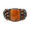 Lily Kee, Bracelet, Orange Spiny Oyster, Green Kingman Turquoise, Navajo, 6 3/4"