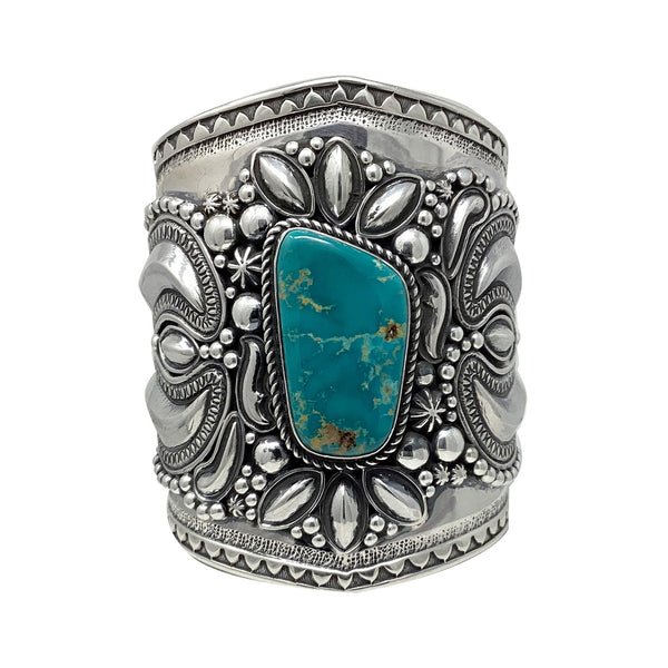 Roland Dixon, Bracelet, Kingman Turquoise, Navajo Handmade, 7 1/4