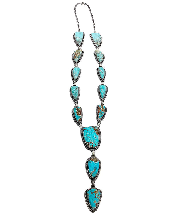 Julian Chavez, Necklace, Number Eight Turquoise, Lasso, Navajo Handmade, 36