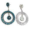 Tricia Leekity, Dangle Earrings, Needlepoint, Turquoise, Zuni, 2 1/2"