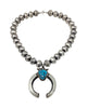 Chris Hale, Necklace, Handmade Beads, Kingman Web Turquoise, Navajo, 16"