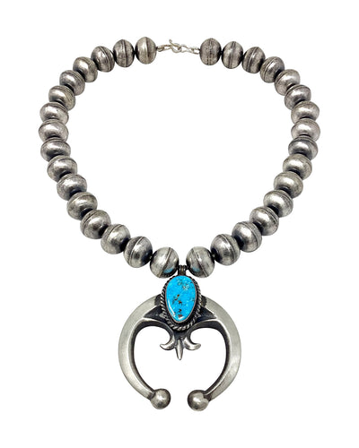 Chris Hale, Necklace, Handmade Beads, Blue Bird Turquoise, Navajo, 16