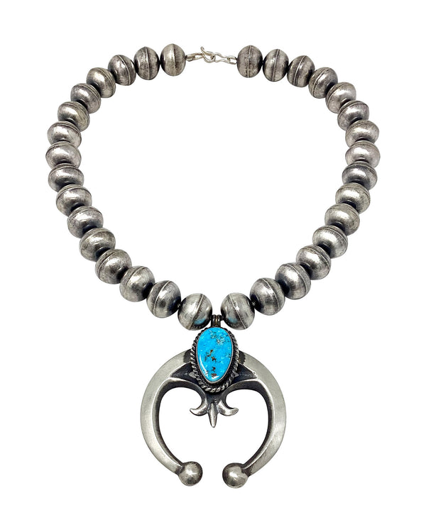 Chris Hale, Necklace, Handmade Beads, Blue Bird Turquoise, Navajo, 16