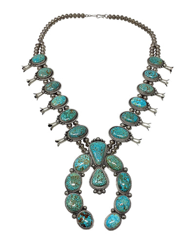 Freddie Maloney, Necklace, Turquoise Mountain, Sterling Silver, Navajo, 24”