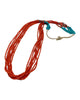 Vintage, Navajo Handmade, Circa 1980s, Necklace, Kingman Turquoise, Mediterranean Coral, 32"