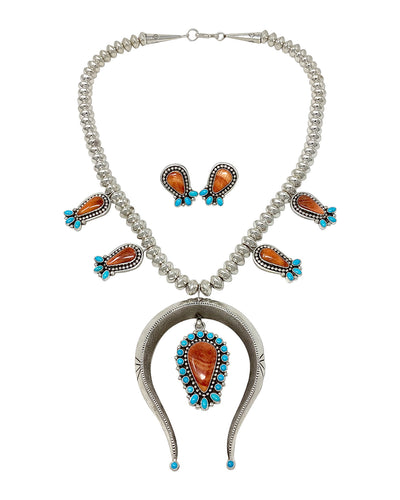 Lee Charley, Necklace, Kingman Turquoise, Orange Spiny Oyster, Navajo, 20