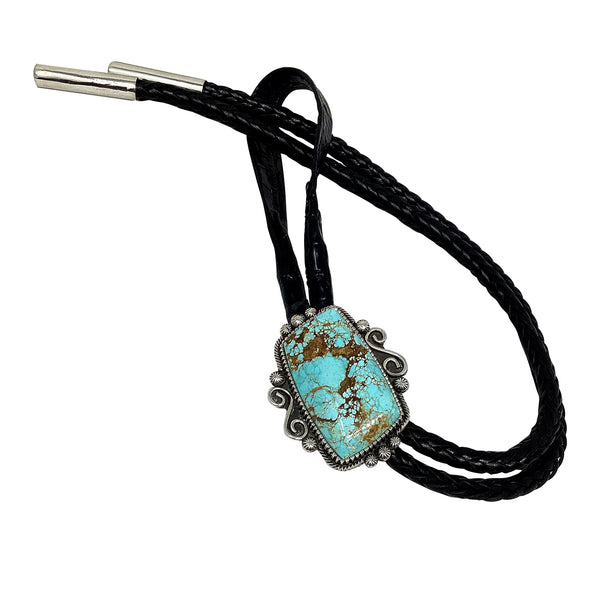 Aaron Toadlena, Bolo Tie, Number Eight Turquoise, Silver, Navajo, 45