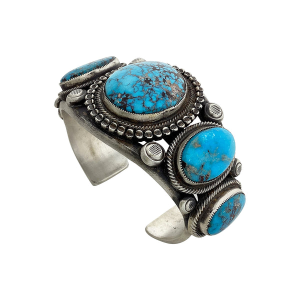 Calvin Martinez, Bracelet, Persian Turquoise, Navajo Made, 6 3/8