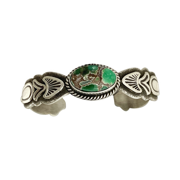 Thomas Jim, Bracelet, Stackable, Silver Applique, Sonoran, Navajo Handmade, 6 1/4