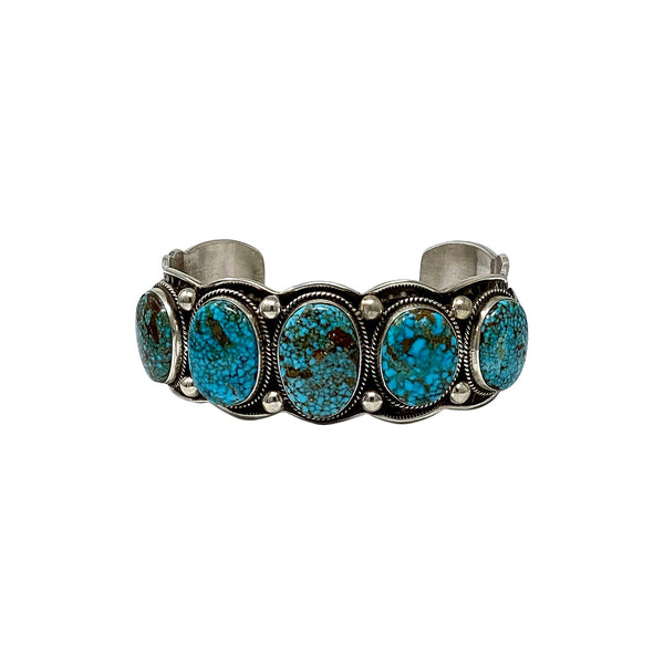 Darrell Cadman, Bracelet, Kingman Turquoise, Silver, Navajo Handmade, 7