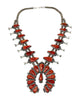 Freddie Maloney, Squash Blossom, Necklace, Red Spiny Oyster, Navajo, 24"